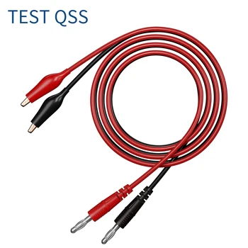 QSS 2 ADET Kırmızı Siyah Multimetre Testi Kurşun 4MM Muz Fiş Timsah Klip Altın Kaplama kablo tel 100CM Q. 70056A