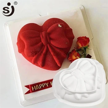 3D İlmek Kalp Silikon Mus Kalıp DIY Yaratıcı Çikolata Kalıp sevgililer Günü Kek Dekorasyon Araçları Pişirme Aksesuarları