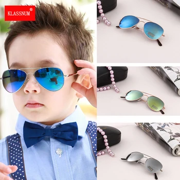 Çocuklar Klasik Güneş Gözlüğü Erkek Renkli Lens 2-10 Yıl Ayna Çocuk Gözlük Metal Çerçeve Gözlük UV400 Toplu Toptan 2023