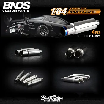 BNDS 1: 64 Egzoz Borusu Susturucu Yarış Tarzı Pedalı Seti Metal Modifiye Parçaları Mini Ölçekli Tomica Minigt Model otomobil araç Oyuncak