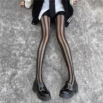 Ultra ince Naylon Tayt Külotlu Kadın Seksi Çizgili Uyluk Yüksek Çorap Külotlu Çorap İç Çamaşırı Çorap Siyah Tayt Vücut Çorapları