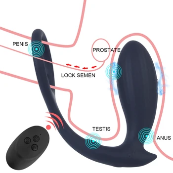 Penis Üzerinde kayış Elektrik Çarpması Anal Plug Vibratör Erkekler için prostat masaj aleti Horoz Halka Gecikme Boşalma Tıbbi Seks Oyuncakları Akülü