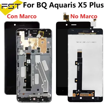 Siyah / Beyaz Için BQ Aquaris X5 Artı lcd ekran+dokunmatik ekran digitizer Cam Panel Için Tactil X5 Artı Pantalla İle çerçeve