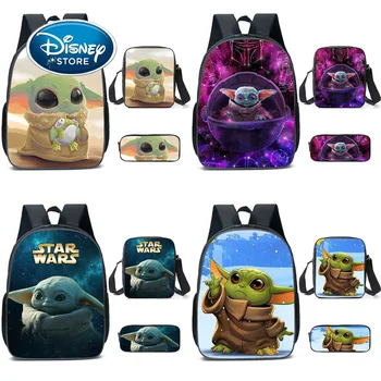 3 Parça Disney Star Wars Bebek Yoda Grogu Doldurulmuş Sırt Çantası Sevimli Karikatür Yoda Laptop Sırt Çantası omuzdan askili çanta Debriyaj Öğrenciler İçin