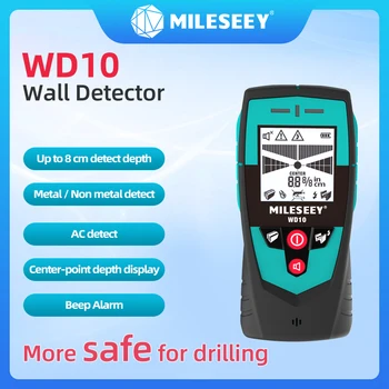 Mileseey WD10 Çok Fonksiyonlu Duvar Dedektörü Tarayıcı Geniş Alan Sensörü Metal Ametal AC Tel Bulma lcd ekran Ve Bip
