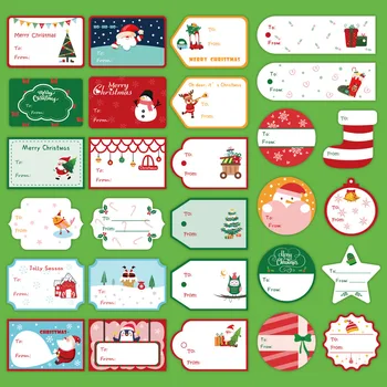 28 adet / torba noel hediyesi etiket Etiket Sevimli Santa Kar Tanesi Geyik Etiket conta etiket Zarf Hediye Kutusu Mühür dekorasyon çıkartması