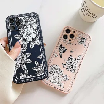 Romantik çiçek 3d telefon kılıfı için iphone x 7 8 artı xr xsmax 12 mini 11 pro max silikon sevimli kapak karikatür koruyucu kabuk