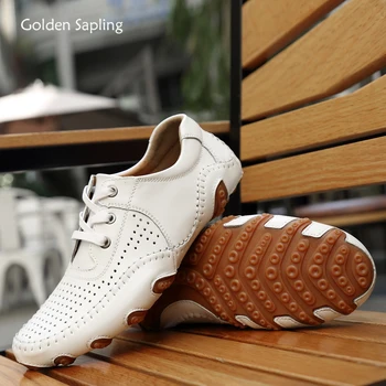 Altın Fidan Klasikleri erkek Loafer'lar Moda rahat ayakkabılar Nefes Deri Sürüş Flats Retro Moccasins Erkekler Eğlence Loafer'lar