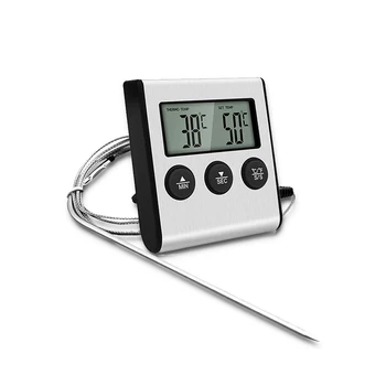 Yeni Dijital Gıda et termometresi BARBEKÜ Izgara fırın termometresi Zamanlayıcı İle Et Probu Pişirme mutfak termometresi Et