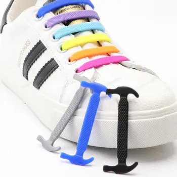 12 Adet Silikon Ayakkabı Bağcığı Hiçbir Kravat Ayakkabı bağcıkları Elastik Danteller Sneakers Çocuklar Yetişkin Kauçuk Ayakkabı Bağı Tek Beden Herkese Uyar ayakkabı