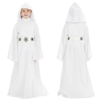 Çocuklar Leia Prenses Cosplay Kostüm Cadılar Bayramı Karnaval Elbise