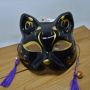 Cosplay Cadılar Bayramı partisi masquerade Erkekler ve kadınlar siyah renk tilki maskesi moda gotik Japon aksesuarları kedi maskesi Kostümleri