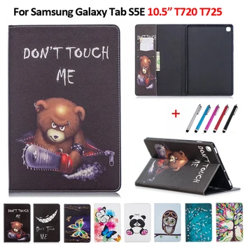 PU Deri Baskılı Kapak Samsung Galaxy Tab Için S5e Kılıf SM-T720 SM-T725 Tablet Kapak Funda Çapa Için Galaxy Tab S5e Kılıf + Kalem