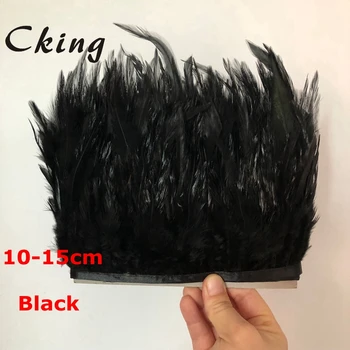 Cking Siyah Renk Boyalı horoz tüy trim 10-15 cm 4-6 inç genişlik tavuk tüy kırpma saçak boas dıy düğün süslemeleri