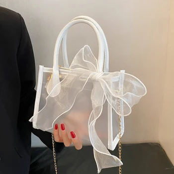 Yaz Moda Kadın Zincir askılı çanta Şeffaf Bayanlar Debriyaj Çanta Küçük Tote Çanta İlmek Tasarım Kadın omuz çantaları