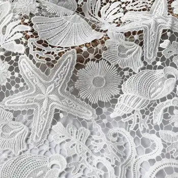 1Y / Lot beyaz Denizaltı hayvan suda çözünür patchwork örgü kumaş kız elbise kumaş aksesuarları
