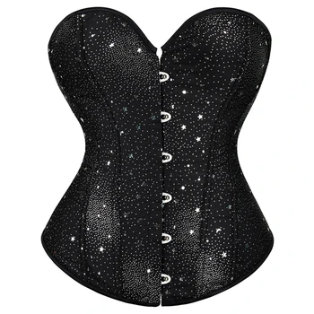 Yeni Yıldızlı Gökyüzü Siyah Seksi Gelin düğün elbisesi Toplanan Bel Korse Kadın Seksi Gotik Busiter Tops Vücut Şekillendirici Zayıflama Giysileri
