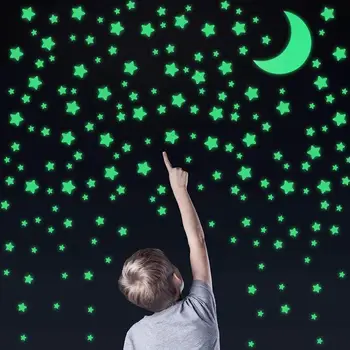 100 Adet / takım 3cm 3D Yıldız Aydınlık Duvar Sticker çocuk Oyuncak Yatak Odası Ev Floresan Sticker Dekorasyon Yıldız Parlak Boya Y2E0
