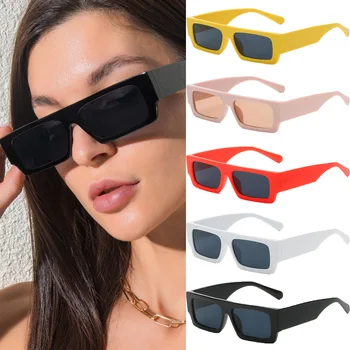 1 adet Retro Kare Küçük Çerçeve Güneş Gözlüğü Moda Smiple Tasarım Gözlük Erkekler ve Kadınlar için Mizaç Sokak Çekim Gözlük