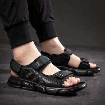 Erkekler Açık Rahat Sandalet Örgü Nefes Ped Plaj Lateks Yumuşak Taban Roma 2022 Yeni Sıcak Satış Ayakkabı Yaz Erkek Sandalet