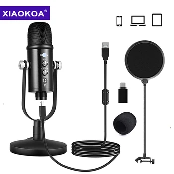 XIAOKOA Profesyonel Kondenser USB Bilgisayar kayıt mikrofonu YANKI Ses Standı Şok Dağı Podcast Studio YouTube