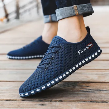Yaz Yeni Moda Nefes Kaymaz Marka spor ayakkabı erkek Örgü rahat ayakkabılar Rahat Loafer'lar erkek ışık sürüş ayakkabısı