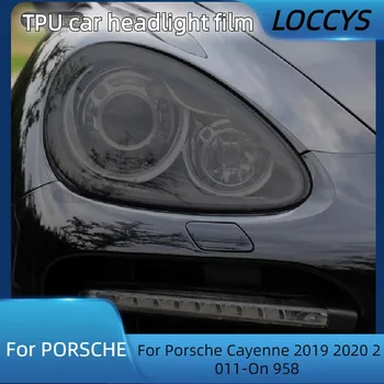 Porsche Cayenne 2019 2020 için 2011-On 958 Araba Far Koruma Tonu Filmi Duman Siyah Şeffaf TPU Koruyucu Sticker