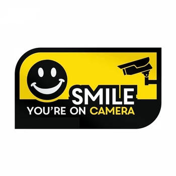 Gülümseme konum Kamera Güvenlik CCTV Uyarı Sticker Vinil Su Geçirmez Çıkartmaları Araba Styling Dekorasyon Dizüstü Motosiklet Çıkartması