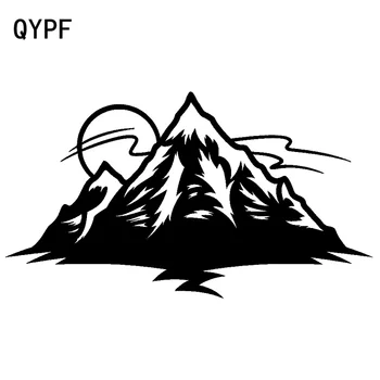 QYPF 19.7 cm*11.2 cm Güneş Tırmanıyor Dağ Narin Vinil Araba Sticker Sıradışı Pencere Çıkartması C18-0350