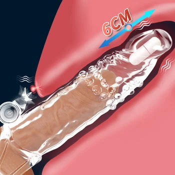 Penis Kollu Titreşim Penis Kapak Büyütme Gecikme Titreşim Modları Penis Uzatılmış Prezervatif Elektrikli Penis Kılıfları Vibratör ile