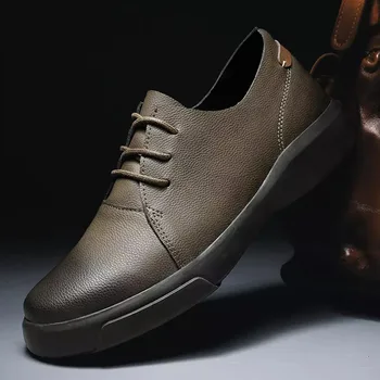 Erkek Düz Açık Zapatos De Hombre Zapatillas Ayakkabı Erkekler Rahat iş ayakkabısı Moda Hakiki Deri kısa çizmeler Ayakkabı A54-22