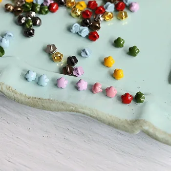 50 adet 4mm Küçük Mini Metal Çiçek Düğmeleri Bebek Yapma Aksesuarları 10 Renkler