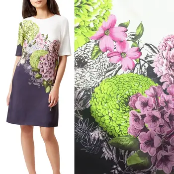 Marka Moda Tasarım Baskılı Kumaş İşleme Retro Tarzı El-boyalı Çiçek Dıy Dikiş Malzemesi Kumaşlar Kumaş