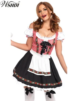 Kadın Alman Oktoberfest Dirndl Elbise Bavyera Heidi Bira kadın kostümü Parti Elbise