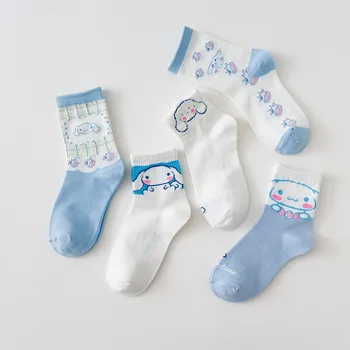 Kawaii Sanrio Cinnamoroll Tüp Çorap Karikatür Öğrenci Çorap Sevimli Anime spor çorapları Beyaz Vahşi Çocuklar Tatil Çift noel hediyesi