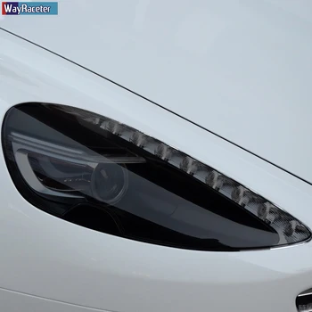 2 Adet Araba Far koruyucu film Ön ışık Tonu Şeffaf Siyah TPU Sticker Aston Martin İçin DB9 2013-2017 Aksesuarları