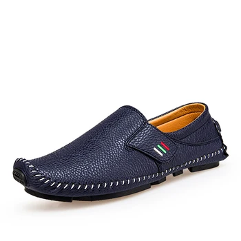 Klasik Erkek Deri Rahat Ayakkabılar Lüks Marka Yüksek Kalite Beyaz Tekne Ayakkabı Sürüş Günlük Loafer'lar Artı Boyutu 48 Ücretsiz Kargo