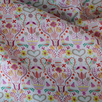 Aşk Kuşlar Çiçek Poplin Tekstil Malzeme Tasarımcısı Giyim Elbiseler Etek Baskılı Liberty Kumaş %100 % Pamuk Tissus 80 s