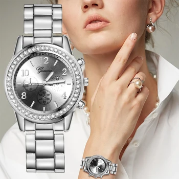 Reloj mujer gümüş saat kadınlar için moda rhinestones kadınlar Kuvars lüks kol saati bayanlar izle kadınlar izle relogio feminino