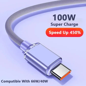 6A 7A 100W Süper Hızlı Şarj Kablosu 66W/40W USB Tip-C Şarj Kablosu Huawei Xiaomi iPhone Samsung Laptop İçin