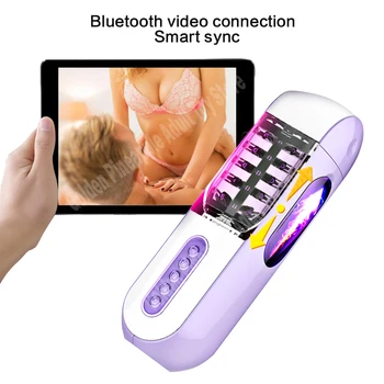 Bluetooth Akıllı Erkek Masturbator Kupası Otomatik İnteraktif Emme Seks Makinesi Erkekler için Vajina Rotasyon mastürbasyon kupası