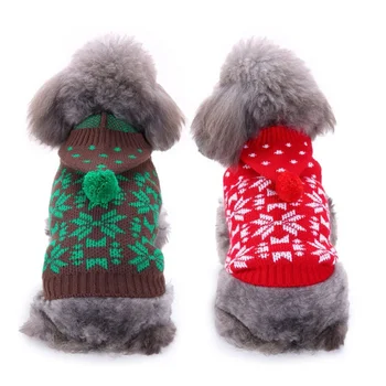 Noel Pet Giyim Kış Kar Taneleri Desenler Kedi Köpek Giysileri Köpek Kazak örme kumaş Ceket Küçük Chihuahua