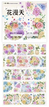 Vintage Çiçekler Kelebek Parlak Washi evcil hayvan bandı Kart Yapımı için DIY Scrapbooking Planı Dekoratif Sticker