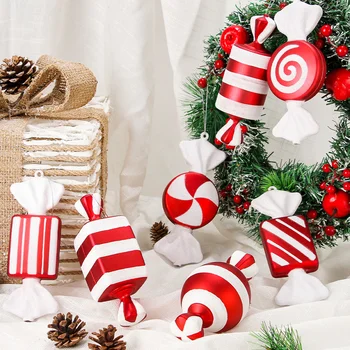 Noel Dekorasyon Büyük baston şeker DIY Noel Ağacı Asılı Kolye Ev Noel Partisi İyilik Çocuklar Yeni Yıl Hediye 2023 Navidad