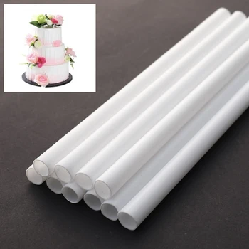 10 Adet Kullanımlık Asma Kek Kazık Saman Kek Dübel Beyaz Plastik Kek Destek Çubukları Yuvarlak Dübel Desteği Beyaz Kalın Payet