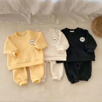 MILANCEL Bebek Giysileri Set Bahar Bebek Kız Çiçek Kazak Pantolon 2 Adet Toddler Rahat Kıyafet