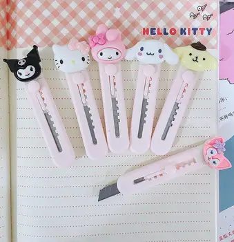 Kawaii Hello Kitty Maket Bıçağı Karikatür Sanrio Benim Melody Kuromi Cinnamoroll Taşınabilir Kesici Öğrenci Kırtasiye Aksesuarları