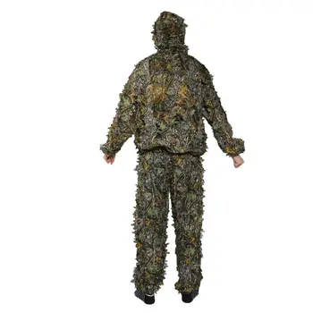 1 Takım Av Kıyafetleri 3D Yaprak Ceket Pantolon Kamuflaj Açık Orman İzle Kuş