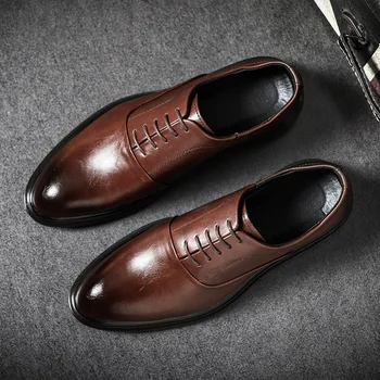 Erkek Resmi Ayakkabı PU deri Oxford Ayakkabı Erkekler İçin İtalyan 2020 Elbise Ayakkabı Düğün Ayakkabı Bağcıkları Deri Brogues