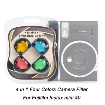 Fujifilm Instax mini 40 için 4 in 1 Dört Renk Kamera Filtresi, mavi Renk Yeşil Renk Turuncu Renk Pembe Renk Kamera Filtre Lens